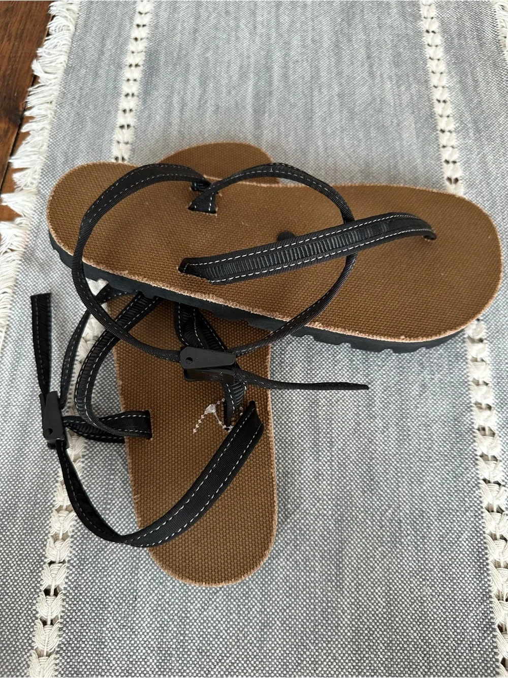 Brown Footbed Sandals with Black Straps - Men's Casual Comfort